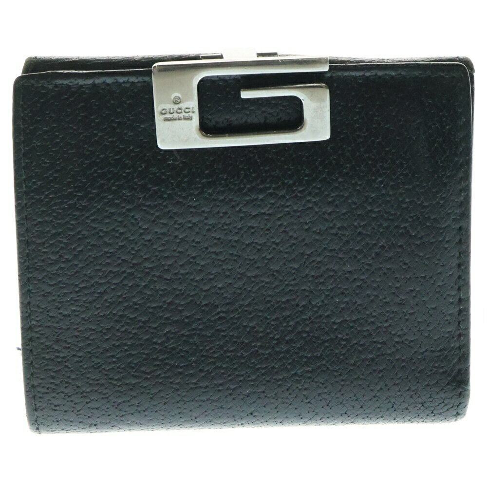 Gucci GG Clip Leather Compact Wallet Bi fold Black